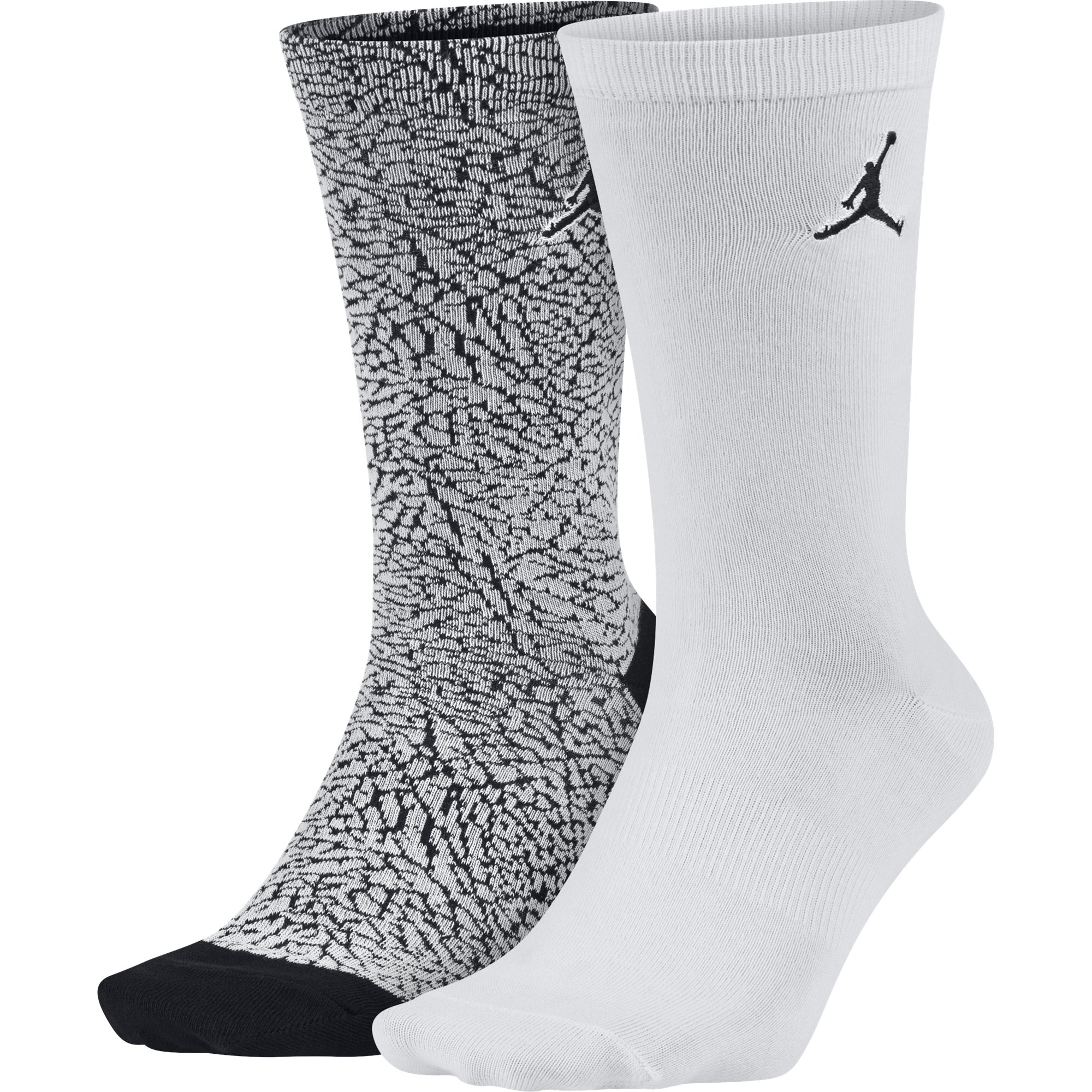 NIKE AIR JORDAN ELEPHANT CREW SOCKS WHITE BLACK