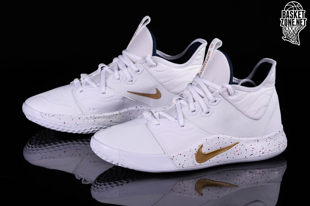 nike pg3 basketball shoes white and gold