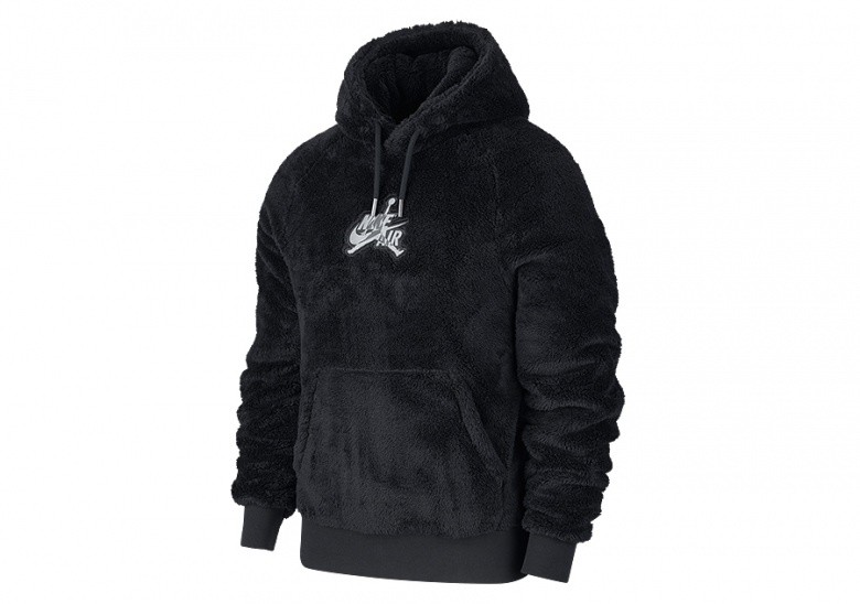 NIKE AIR JORDAN WINGS SHERPA PULLOVER HOODIE BLACK