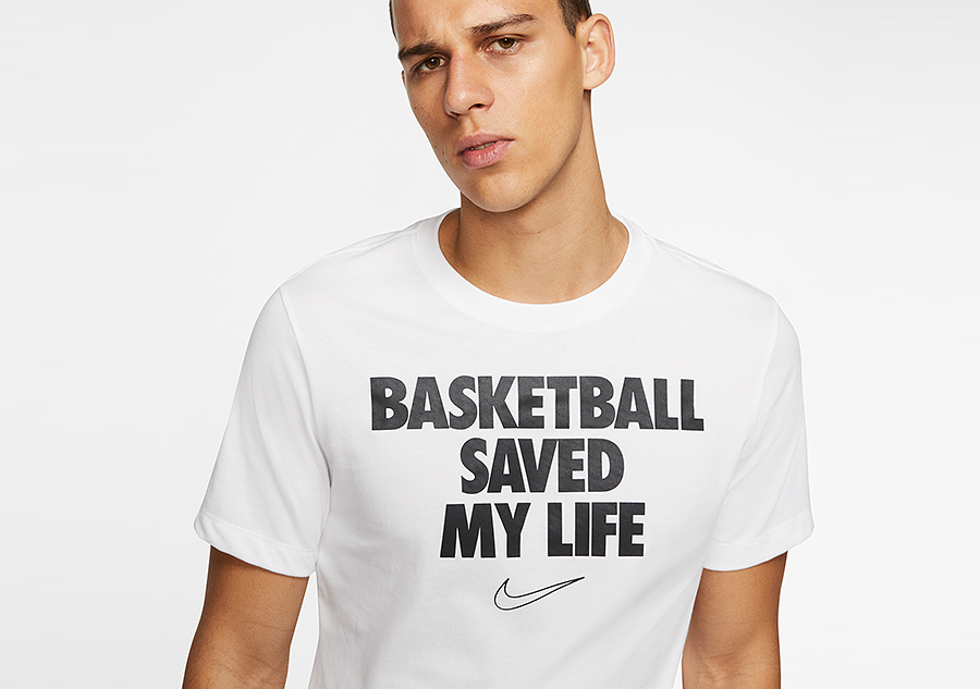 NIKE BASKETBALL SAVED MY LIFE DRI FIT TEE WHITE voor 25 00