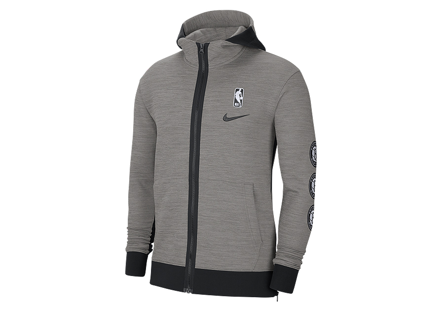 NIKE NBA BROOKLYN NETS THERMA FLEX SHOWTIME HOODIE DARK GREY