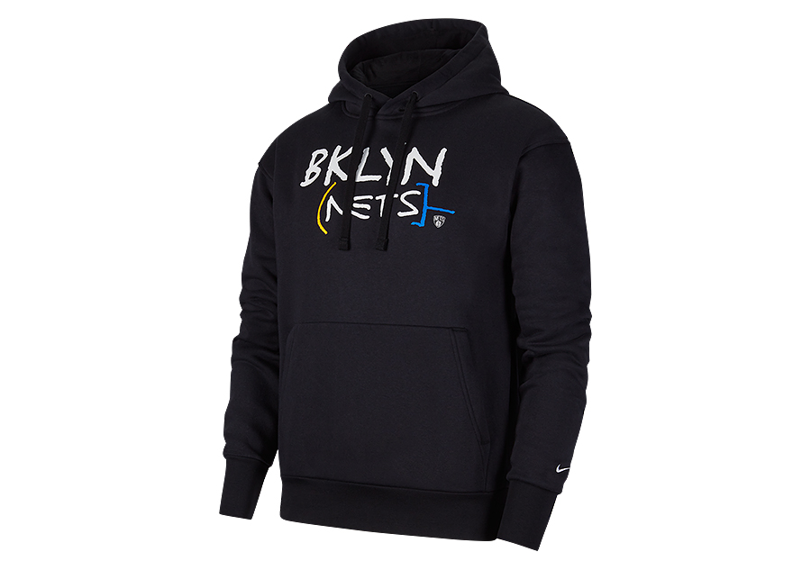 NIKE NBA BROOKLYN NETS CITY EDITION LOGO FLEECE PULLOVER HOODIE
