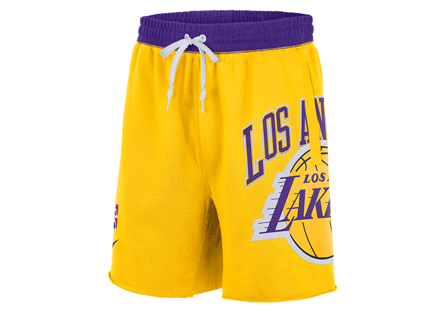 NIKE NBA LOS ANGELES LAKERS COURTSIDE 75 FLEECE SHORTS AMARILLO