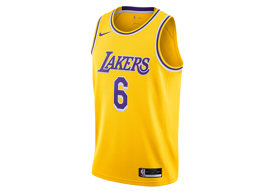 NIKE NBA LOS ANGELES LAKERS LEBRON JAMES SWINGMAN JERSEY ICON EDITION 2020 AMARILLO