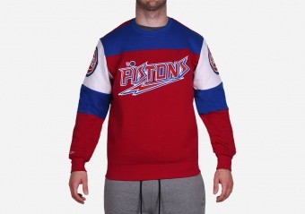 MITCHELL & NESS OVERTIME FLEECE CREW SWEATSHIRT DETROIT PISTONS